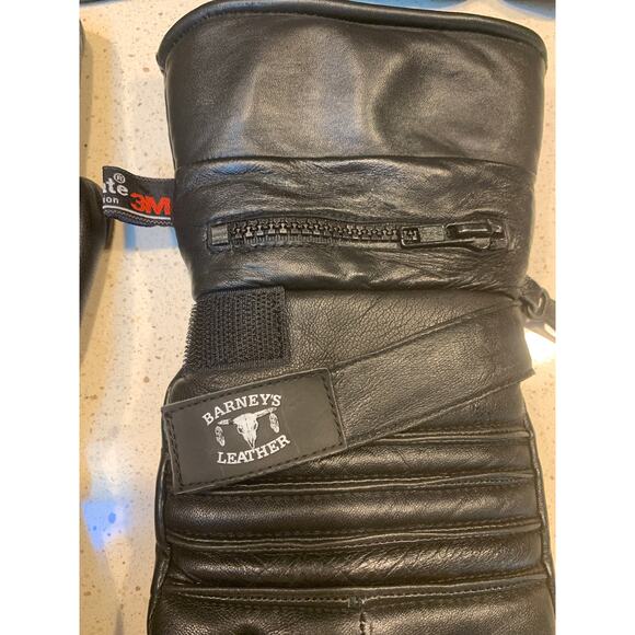 Barney’s Leather Thinsulate Black Cold Weather Motorcycle Riding Gloves Sz S - Picture 4 of 9